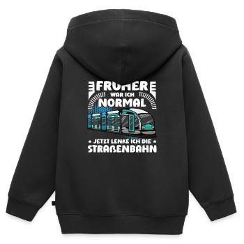 Straßenbahn Straßenbahnfahrer Tram Trambahn - Kinder Premium Organic Zip Hoodie - Schwarz - Hinten - AI Model Kid Male (0cm)