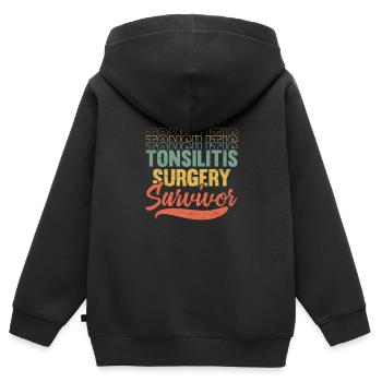Amygdalite survivante Amygdalectomie - Sweat Premium à capuche zippé enfant bio - noir - Dos - AI Model Kid Male (0cm)