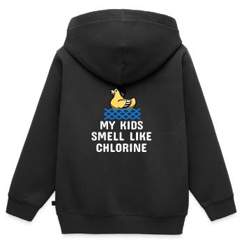 Nager en disant drôle Mes enfants sentent comme - Sweat Premium à capuche zippé enfant bio - noir - Dos - AI Model Kid Male (0cm)