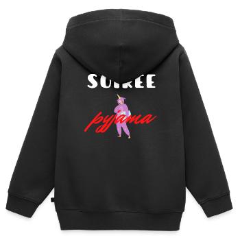 SOIRÉE PYJAMA - Sweat Premium à capuche zippé enfant bio - noir - Dos - AI Model Kid Male (0cm)