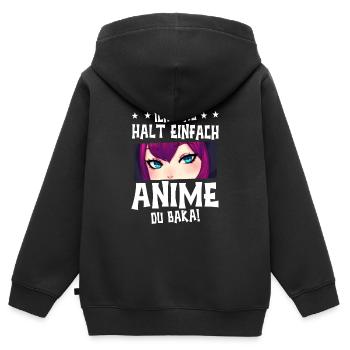 Anime Spruch Weeb Otaku - Kinder Premium Organic Zip Hoodie - Schwarz - Hinten - AI Model Kid Male (0cm)