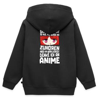 Anime Spruch Weeb Otaku - Kinder Premium Organic Zip Hoodie - Schwarz - Hinten - AI Model Kid Male (0cm)