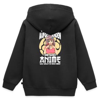 Anime Spruch Weeb Otaku - Kinder Premium Organic Zip Hoodie - Schwarz - Hinten - AI Model Kid Male (0cm)