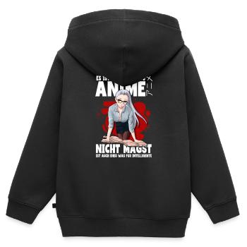 Anime Spruch Weeb Otaku - Kinder Premium Organic Zip Hoodie - Schwarz - Hinten - AI Model Kid Male (0cm)