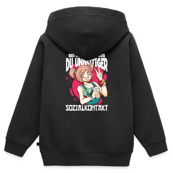 Anime Spruch Weeb Otaku - Kinder Premium Organic Zip Hoodie - Schwarz - Hinten - AI Model Kid Male (0cm)