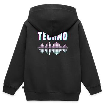 Musique techno - Sweat Premium à capuche zippé enfant bio - noir - Dos - AI Model Kid Male (0cm)