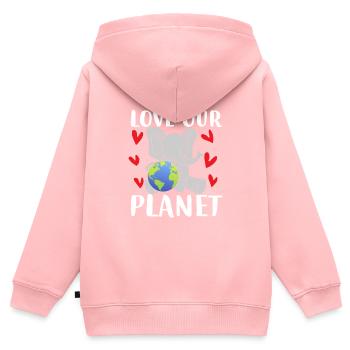 Love Our Planet Elephant Earth - Kinder Premium Organic Zip Hoodie - Rosa - Hinten - AI Model Kid Female (0cm)