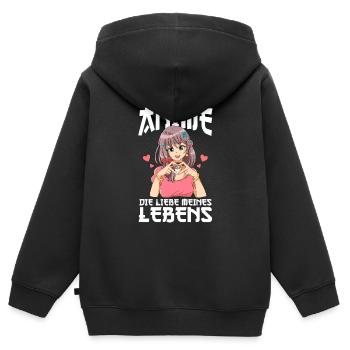 Anime Spruch Weeb Otaku - Kinder Premium Organic Zip Hoodie - Schwarz - Hinten - AI Model Kid Male (0cm)