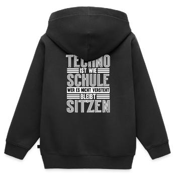 Techno Ist Wie Schule Techno - Kinder Premium Organic Zip Hoodie - Schwarz - Hinten - AI Model Kid Male (0cm)