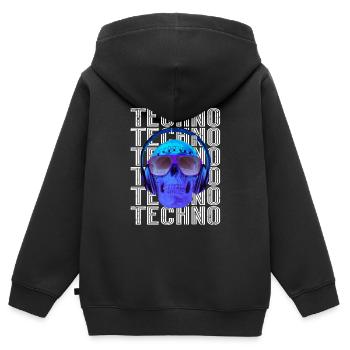 Musique techno - Sweat Premium à capuche zippé enfant bio - noir - Dos - AI Model Kid Male (0cm)