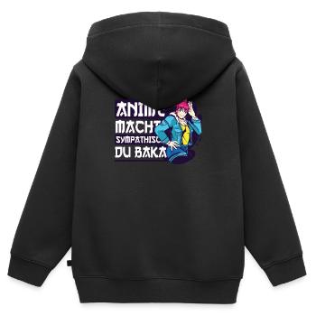 Anime Spruch Weeb Otaku - Kinder Premium Organic Zip Hoodie - Schwarz - Hinten - AI Model Kid Male (0cm)