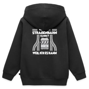 Straßenbahn Straßenbahnfahrer Tram Trambahn - Kinder Premium Organic Zip Hoodie - Schwarz - Hinten - AI Model Kid Male (0cm)