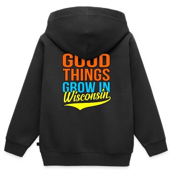 Wachsen Sie In Wisconsin geschenk - Kinder Premium Organic Zip Hoodie - Schwarz - Hinten - AI Model Kid Male (0cm)
