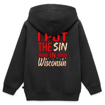 Sünde In Wisconsin geschenk - Kinder Premium Organic Zip Hoodie - Schwarz - Hinten - AI Model Kid Male (0cm)