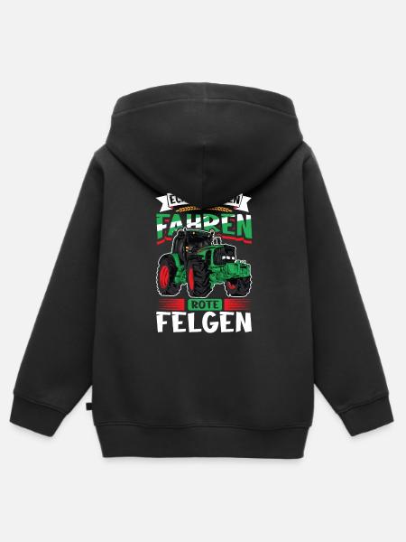 Echte Helden fahren rote Felgen - Kinder Premium Organic Zip Hoodie - Schwarz