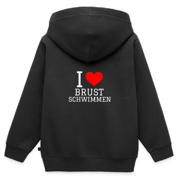 Nager en disant drôle J’aime la brasse - Sweat Premium à capuche zippé enfant bio - noir - Dos - AI Model Kid Male (0cm)