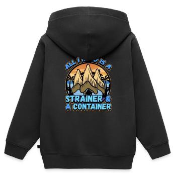 Fossil Tooth Collector Design for a Shark Fossil - Kids Premium Organic Zip-up Hoodie - black - Back - AI Model Kid Male (0cm)