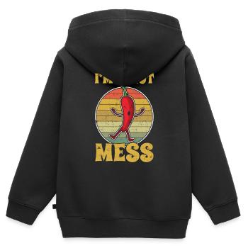 Retro Vintage Hot Chili Spicy Cute Pepper - Kinder Premium Organic Zip Hoodie - Schwarz - Hinten - AI Model Kid Male (0cm)