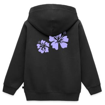 Lila Hibiskus - Kinder Premium Organic Zip Hoodie - Schwarz - Hinten - AI Model Kid Male (0cm)