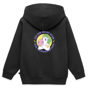 Ich Bin Nicht Stur Nur Meinungsstabil Ego - Kinder Premium Organic Zip Hoodie - Schwarz - Hinten - AI Model Kid Male (0cm)