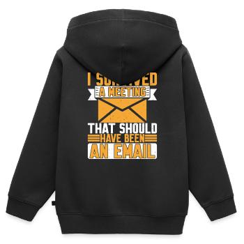 I Survived Another Meeting 8 - Kinder Premium Organic Zip Hoodie - Schwarz - Hinten - AI Model Kid Male (0cm)