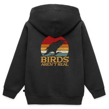 Les oiseaux vintage ne sont pas de vrais espions espions - Sweat Premium à capuche zippé enfant bio - noir - Dos - AI Model Kid Male (0cm)