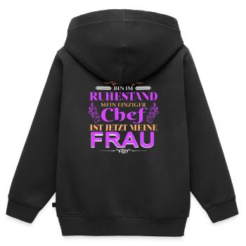 Ruhestand - Kinder Premium Organic Zip Hoodie - Schwarz - Hinten - AI Model Kid Male (0cm)