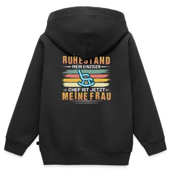 Ruhestand - Kinder Premium Organic Zip Hoodie - Schwarz - Hinten - AI Model Kid Male (0cm)