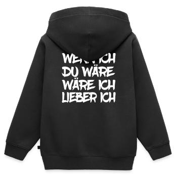 Wenn ich du wäre, wäre ich lieber ich. [white] - Kinder Premium Organic Zip Hoodie - Schwarz - Hinten - AI Model Kid Male (0cm)