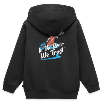 Rafting Canoë Kayak d’eau vive - Sweat Premium à capuche zippé enfant bio - noir - Dos - AI Model Kid Male (0cm)