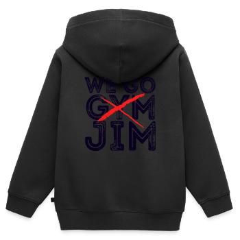 We Go Jim shirt We Go Gym Workout - Kinder Premium Organic Zip Hoodie - Schwarz - Hinten - AI Model Kid Male (0cm)