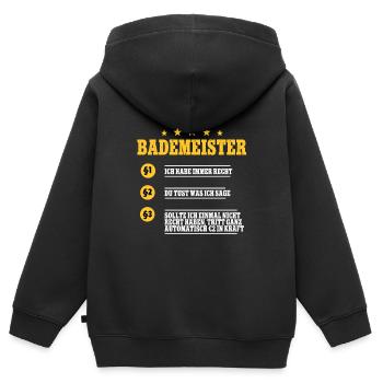 Rettungsschwimmer Bademeister - Kinder Premium Organic Zip Hoodie - Schwarz - Hinten - AI Model Kid Male (0cm)