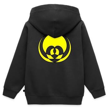 Un cœur courbé - Sweat Premium à capuche zippé enfant bio - noir - Dos - AI Model Kid Male (0cm)