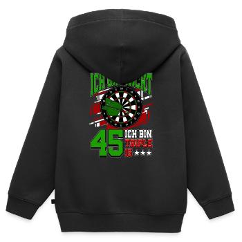Ich bin nicht 45 ich bin Triple 15 - 45. - Kinder Premium Organic Zip Hoodie - Schwarz - Hinten - AI Model Kid Male (0cm)