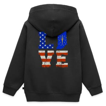 Liebe Indiana Geschenk - Kinder Premium Organic Zip Hoodie - Schwarz - Hinten - AI Model Kid Male (0cm)