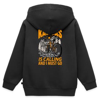 Cadeau de voyage au Kansas - Sweat Premium à capuche zippé enfant bio - noir - Dos - AI Model Kid Male (0cm)