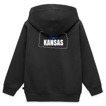 Cadeau aventureux du Kansas - Sweat Premium à capuche zippé enfant bio - noir - Dos - AI Model Kid Male (0cm)