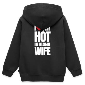 Liebe Indiana Frau Geschenk - Kinder Premium Organic Zip Hoodie - Schwarz - Hinten - AI Model Kid Male (0cm)