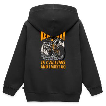 Kentucky Travels Geschenk - Kinder Premium Organic Zip Hoodie - Schwarz - Hinten - AI Model Kid Male (0cm)