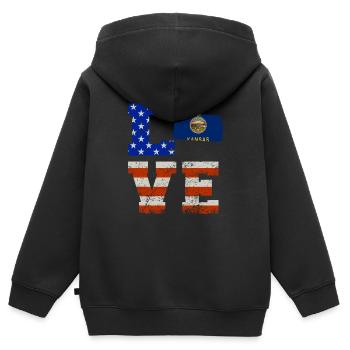 Cher cadeau du Kansas - Sweat Premium à capuche zippé enfant bio - noir - Dos - AI Model Kid Male (0cm)