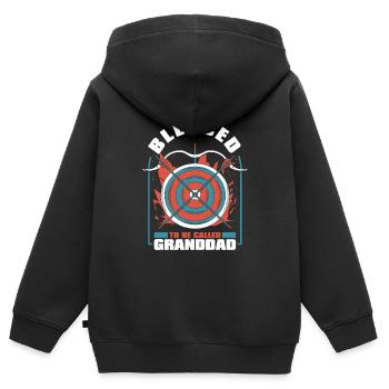 Tir à l’arc Flèche Tir à l’arc Tir à l’arc - Sweat Premium à capuche zippé enfant bio - noir - Dos - AI Model Kid Male (0cm)