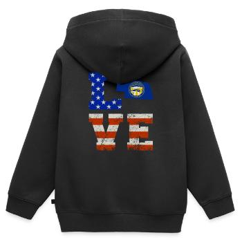 Liebes nebraska geschenk - Kinder Premium Organic Zip Hoodie - Schwarz - Hinten - AI Model Kid Male (0cm)
