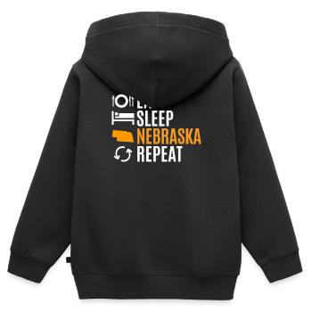 Essen Sie Schlaf nebraska wiederholungs geschenk - Kinder Premium Organic Zip Hoodie - Schwarz - Hinten - AI Model Kid Male (0cm)