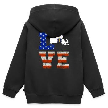 Liebe massachusetts geschenk - Kinder Premium Organic Zip Hoodie - Schwarz - Hinten - AI Model Kid Male (0cm)