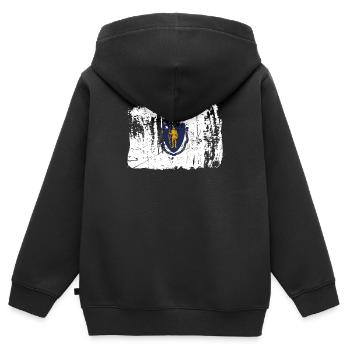 Massachusetts Reist Geschenk - Kinder Premium Organic Zip Hoodie - Schwarz - Hinten - AI Model Kid Male (0cm)