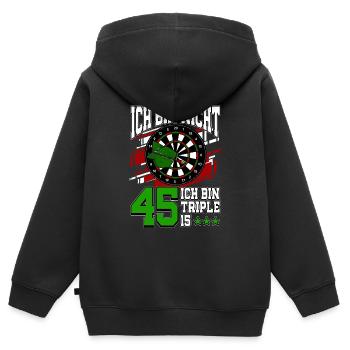 Ich bin nicht 45 ich bin Triple 15 - 45. - Kinder Premium Organic Zip Hoodie - Schwarz - Hinten - AI Model Kid Male (0cm)