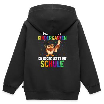 Schulkind Einschulung Eule Schulstart Schule - Kinder Premium Organic Zip Hoodie - Schwarz - Hinten - AI Model Kid Male (0cm)