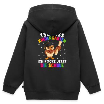 Bye Kindergarten Einschulung Schulkind Eule - Kinder Premium Organic Zip Hoodie - Schwarz - Hinten - AI Model Kid Male (0cm)