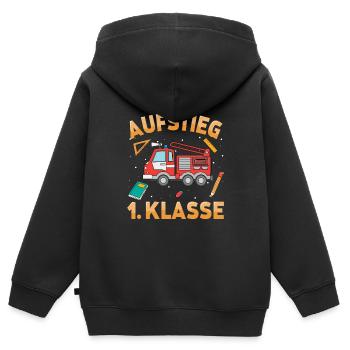 Aufstieg 1. Klasse Feuerwehr Schulkind Schulstart - Kinder Premium Organic Zip Hoodie - Schwarz - Hinten - AI Model Kid Male (0cm)
