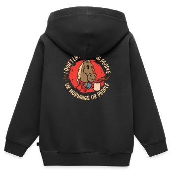 Cavalier Équitation Équitation - Sweat Premium à capuche zippé enfant bio - noir - Dos - AI Model Kid Male (0cm)